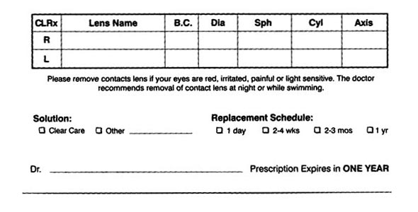 contact prescription form