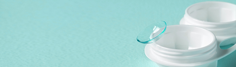 lens case on light blue background