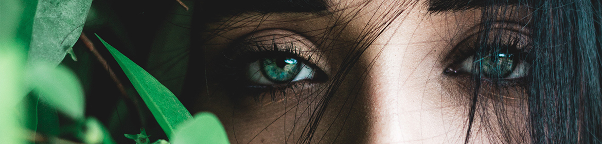 Close up of woman with green eyes