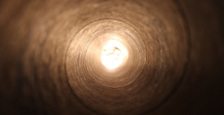 View through a narrow tunnel