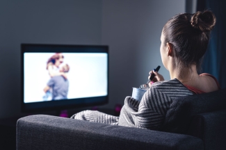 Woman watching film