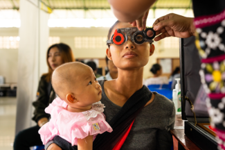 Mother and child at vision screening