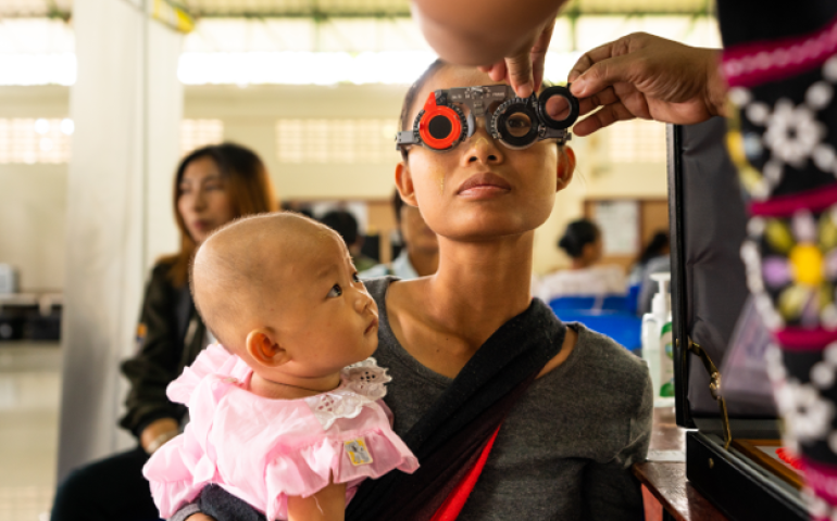 Mother and child at vision screening