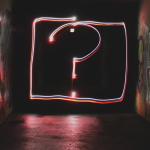 Question mark drawn with light