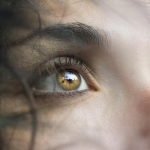 close-up of brown eyes